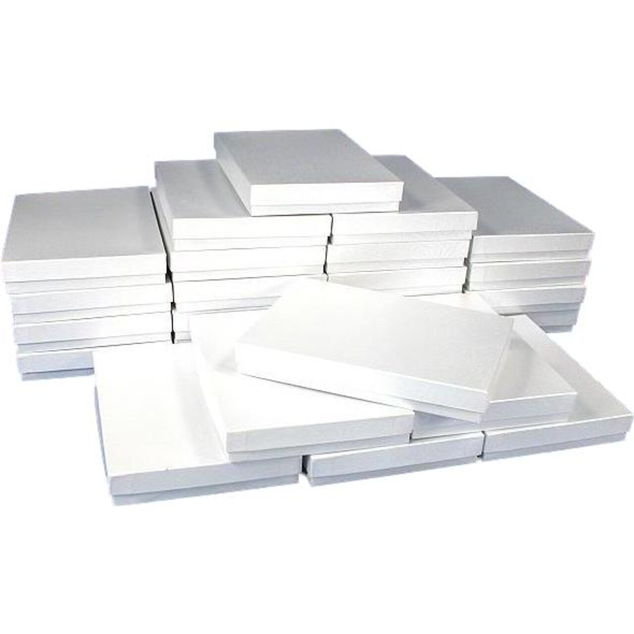25 White Swirl Cotton Boxes Necklace Jewelry Gift Box Displays 7 1/8"